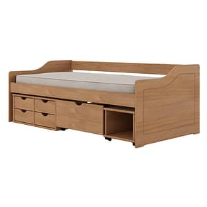 Cama 1 Plaza Multifuncional 5 Cajones Madera Maciza