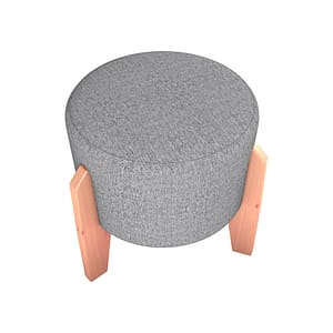 Puff Alto Tapizado Tela Con Patas De Madera