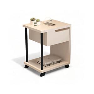 Mesa De Luz Smart 1 Cajon Con Cargador Usb Moderna