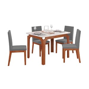 Juego Comedor Mesa 4 Sillas Tapizadas Mdf