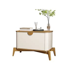Mesa De Luz 1 Puerta 4 Patas Mdp Off White Natural