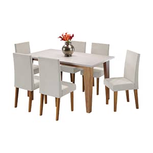 Juego Comedor Mesa 6 Sillas Tapizadas Mdf