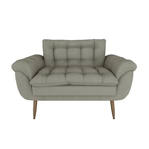 Sofa 2 Cuerpos Capitoneado Tapizado Tela Patas De Madera