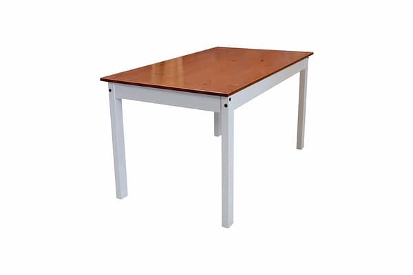 Juego De Comedor 6 Sillas Pino Tratado Blanco Nogal Mexicana - Imagen 4