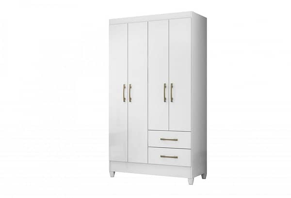 Ropero 4 Puertas 2 Cajones Armario Placard Con Estantes (Blanco)