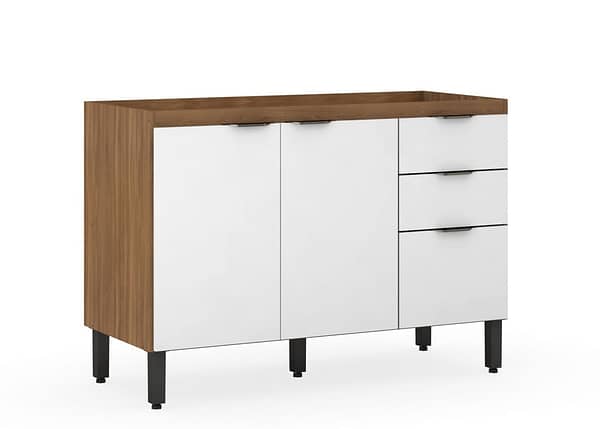 Mueble Bajo Mesada 3 Puertas 3 Cajones Mdp Almendra Blanco - Imagen 3