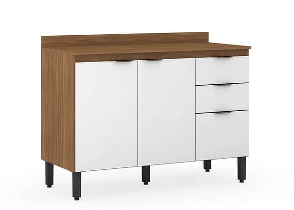 Mueble Bajo Mesada 3 Puertas 3 Cajones Mdp Almendra Blanco - Imagen 4