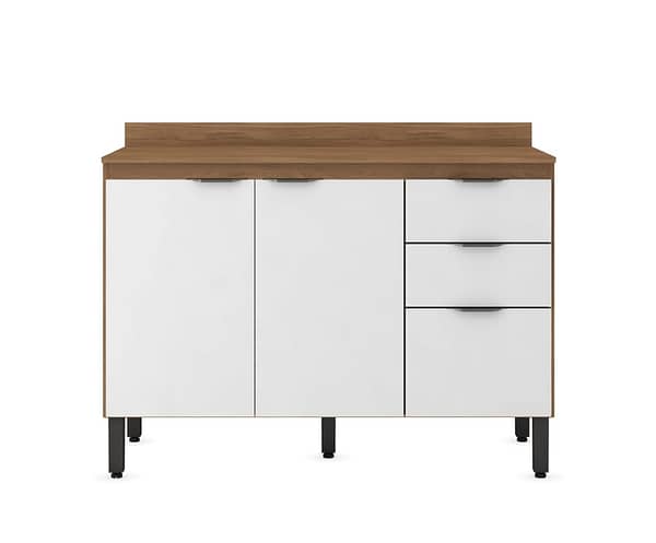 Mueble Bajo Mesada 3 Puertas 3 Cajones Mdp Almendra Blanco - Imagen 2