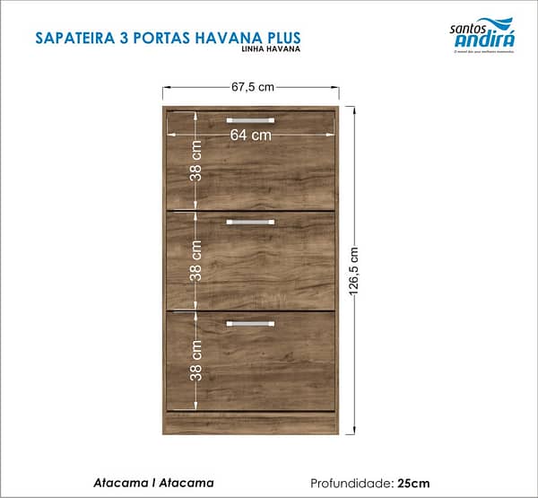 Zapatera Muebles 3 Puertas Dormitorio Jatoba - Imagen 2