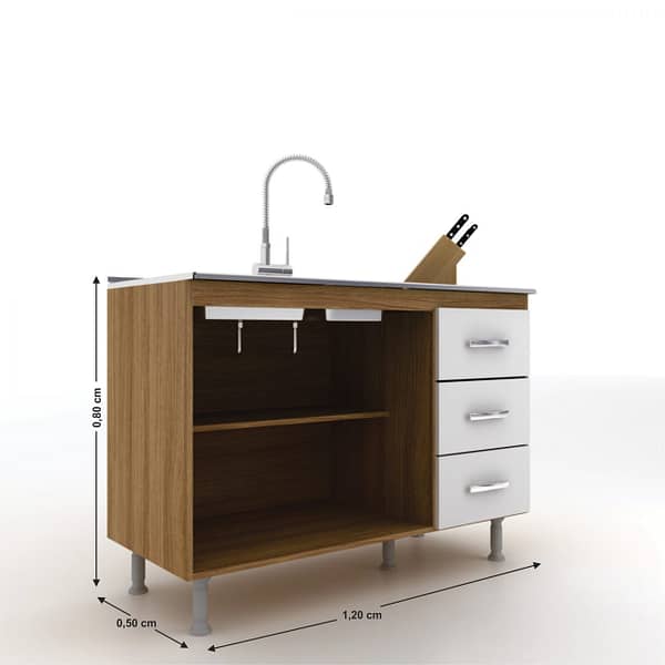 Bajo Mesada de Cocina 602 imbuia/blanco - Imagen 2