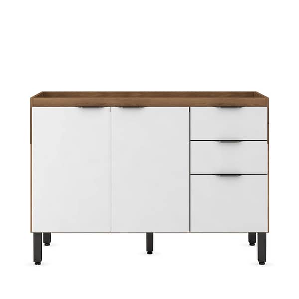 Mueble Bajo Mesada 3 Puertas 3 Cajones Mdp Almendra Blanco