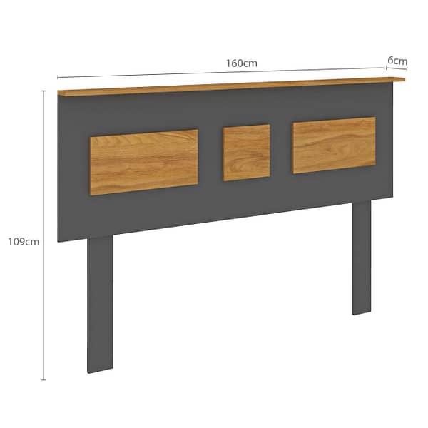 Respaldo De 2 Plazas Mdp Tablero De Madera 160cm Linea Retro Grafito - Imagen 3