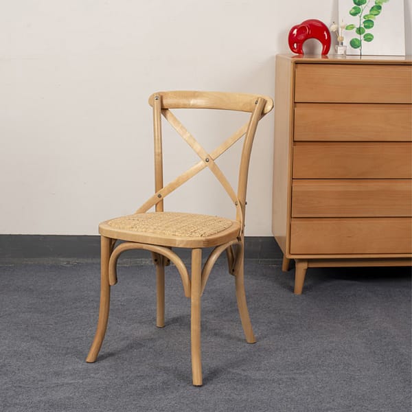 Silla De Comedor Vienesa Cross Madera Beech Asiento De Ratan - Imagen 2