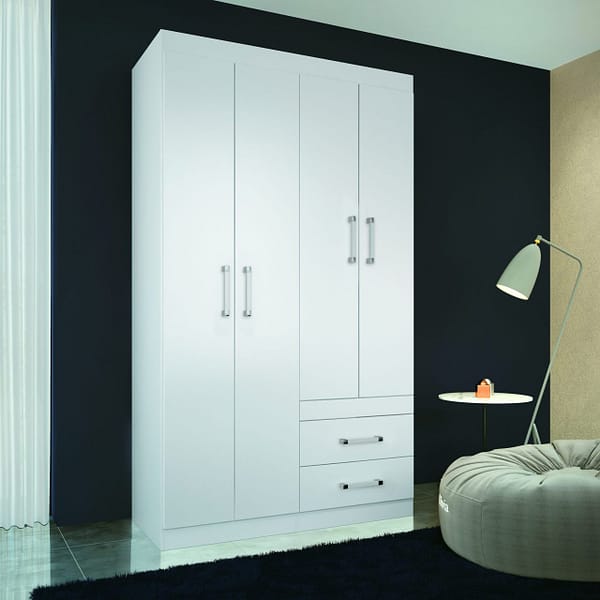 Roperos Placares 4 Puertas 2 Cajones Dormitorio Blanco - Imagen 3