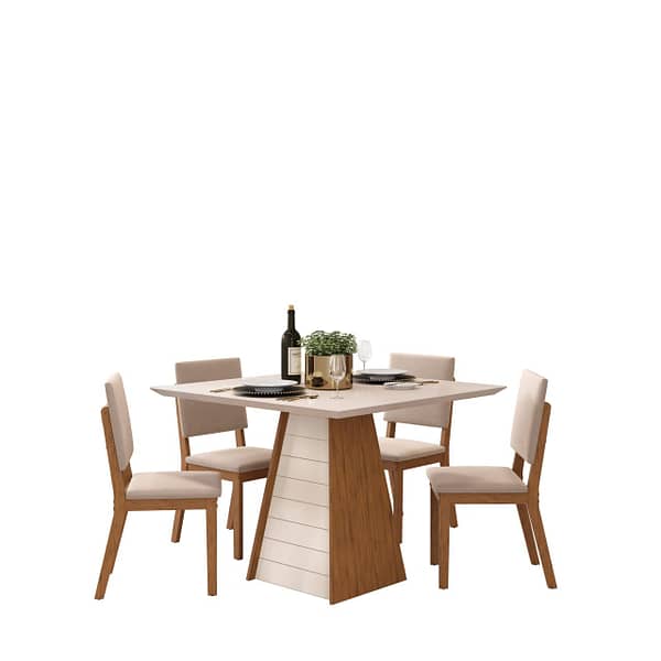Juego De Comedor 4 Sillas Tapizadas Mesa De Vidrio Talia