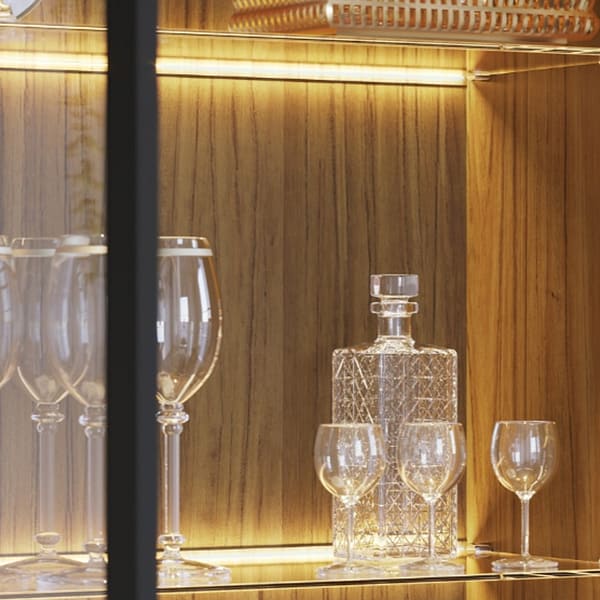 Cristalero Aparador Bar Modular 2 Puertas Vidrio Luz Led - Imagen 4