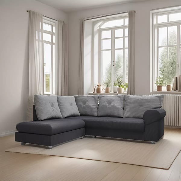 Sillon Sofa Juego De Living Esquinero Tapizado Tela Gris - Imagen 2