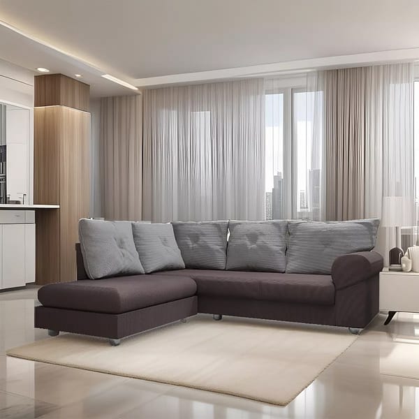 Sillon Sofa Juego De Living Esquinero Tapizado Tela Marron - Imagen 2
