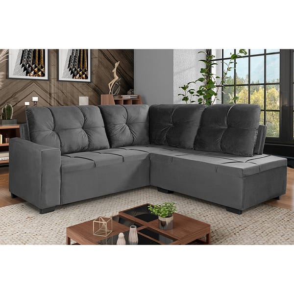 Sillon Sofa Esquinero Living 5 Cuerpos Tapizado Tela - Imagen 2