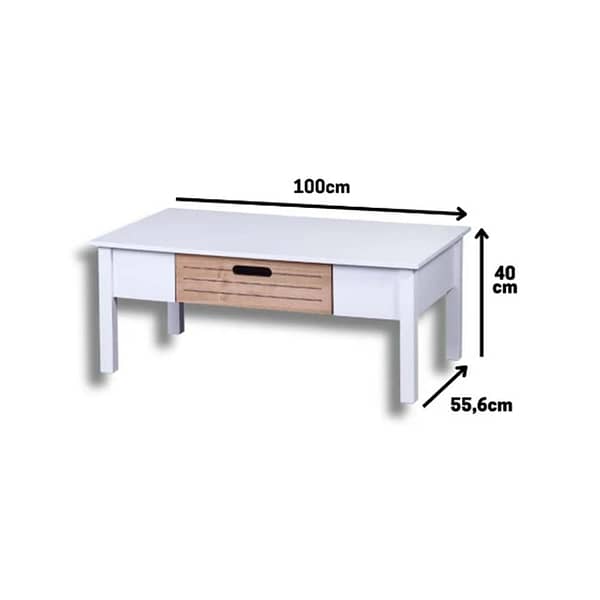 Mesa De Centro Ibiza 1 Cajon Combinada 100% Madera - Imagen 3