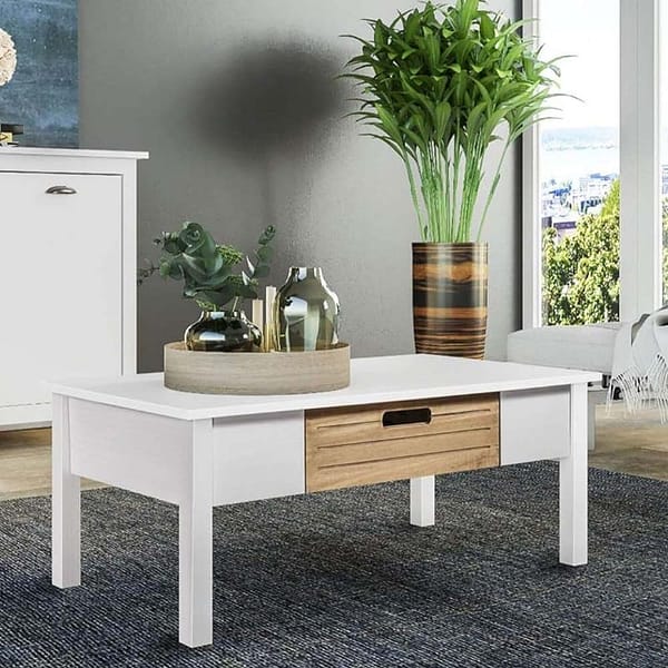 Mesa De Centro Ibiza 1 Cajon Combinada 100% Madera - Imagen 4