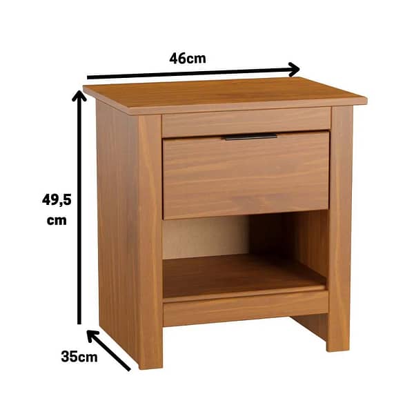 Mesa De Luz 1 Cajon Tirador Metalico Madera Maciza Cera - Imagen 2