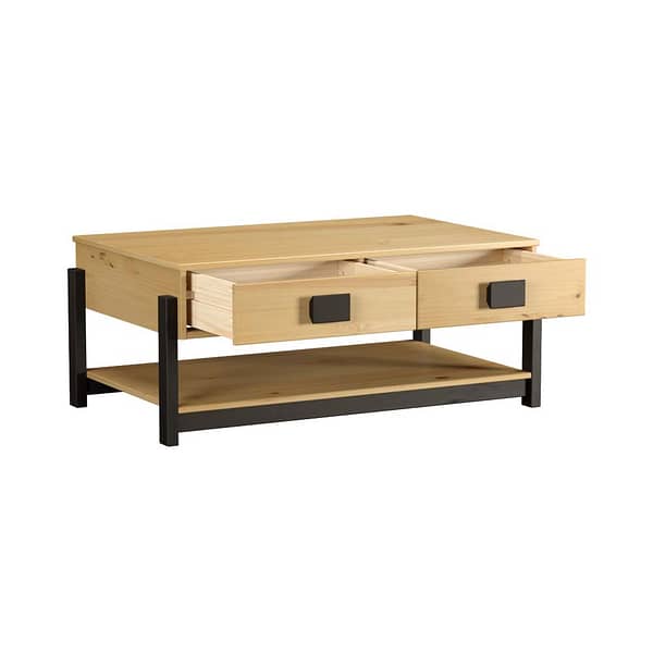 Mesa De Living 2 Cajones Madera Maciza Pino Encerado - Imagen 3