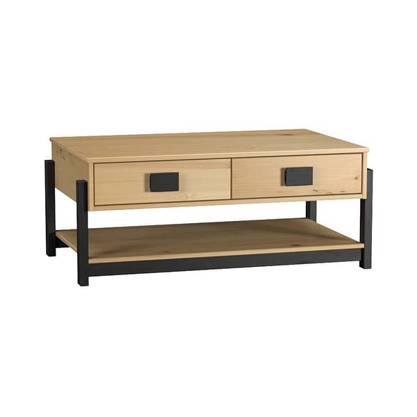 Mesa De Living 2 Cajones Madera Maciza Pino Encerado - Imagen 4