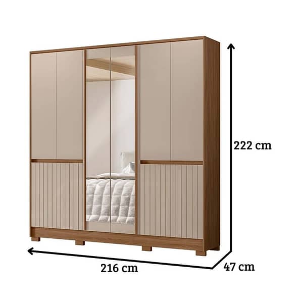 Ropero Placard Dormitorio 10 Puertas 4 Cajones Con Espejo - Imagen 2