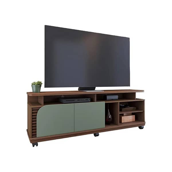 Rack Tv 2 Puertas Varios Estantes Y Ruedas Hasta 65 Pulgadas