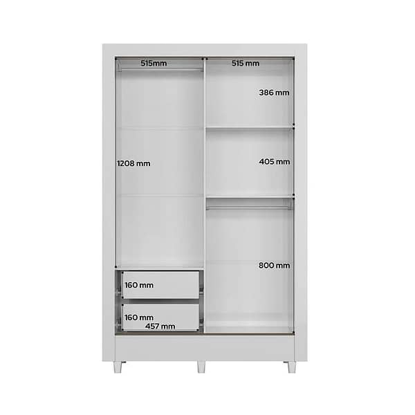 Ropero 2 Puertas Corredizas Con Espejo Y Patas Dormitorio - Imagen 2