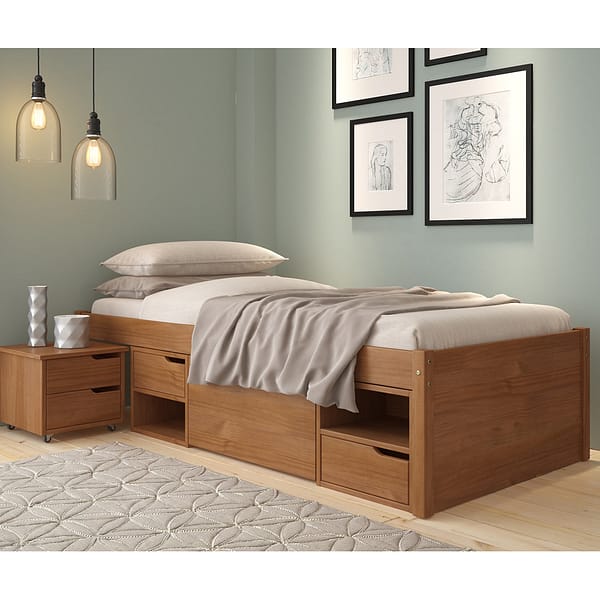 Cama 1 Plaza Multifuncional 5 Cajones Madera Maciza - Imagen 4