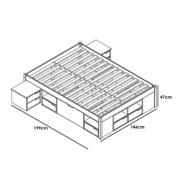 Cama 2 Plazas Multifuncional Varios Cajones Madera Maciza - Imagen 7