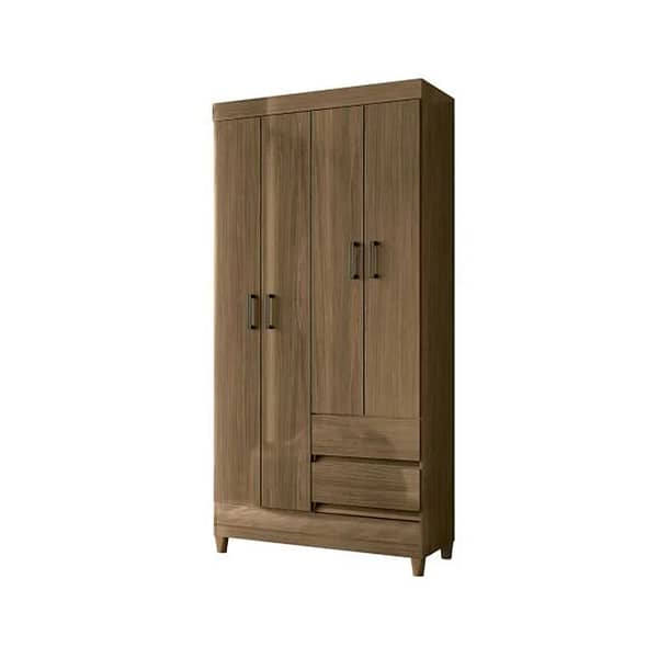 Ropero 4 Puertas 2 Cajones Con Estantes Y Barral Metalico