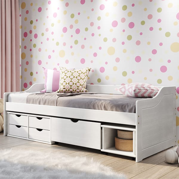 Cama 1 Plaza Multifuncional 5 Cajones Madera Maciza - Imagen 4