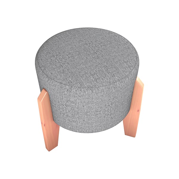 Puff Alto Tapizado Tela Con Patas De Madera