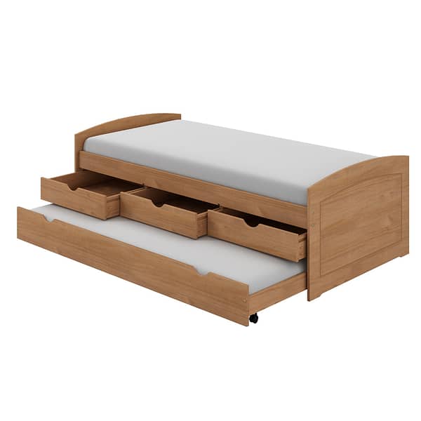 Cama Marinera 1 Plaza 3 Cajones Mesa De Luz Madera Maciza - Imagen 3