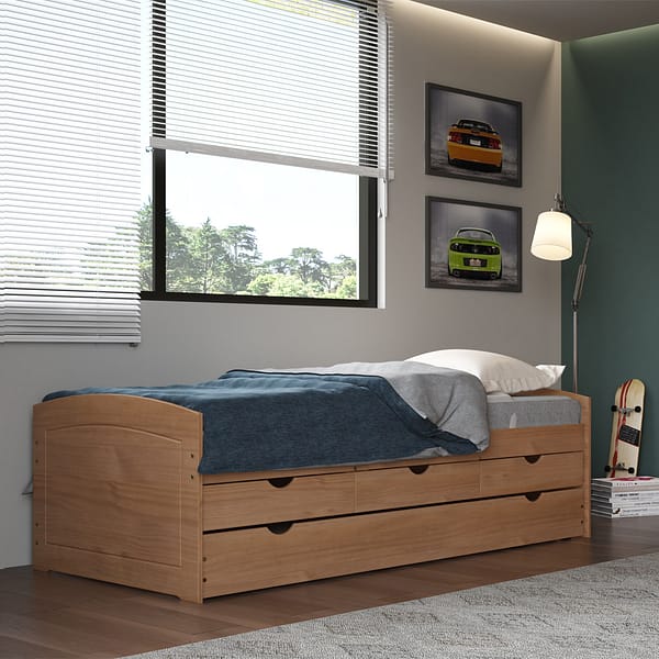 Cama Marinera 1 Plaza 3 Cajones Mesa De Luz Madera Maciza - Imagen 4