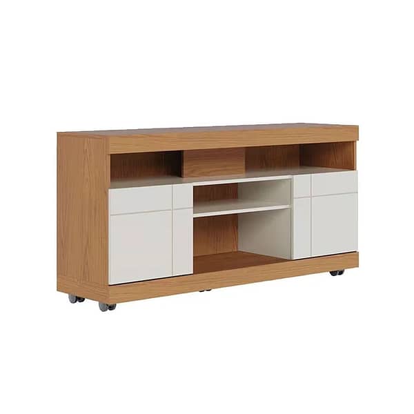 Rack Tv Living 2 Puertas Estantes Ruedas Hasta 55 Pulgadas