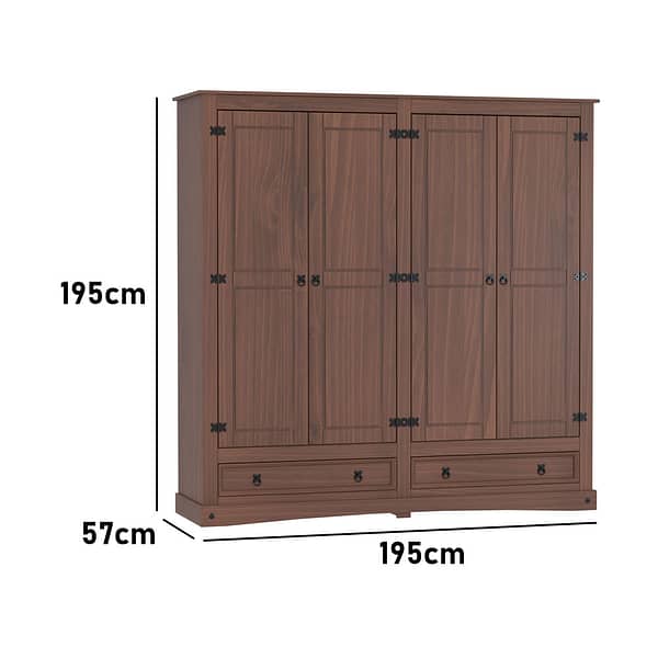 Placard Ropero Armario Linea Mexicana 4 Puertas Cajones - Imagen 6