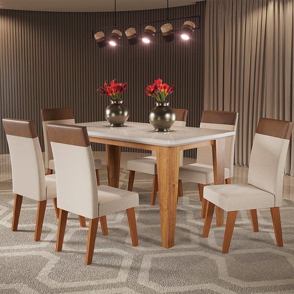 Juego De Comedor 6 Sillas Tapizadas Mesa Rectangular - Imagen 4