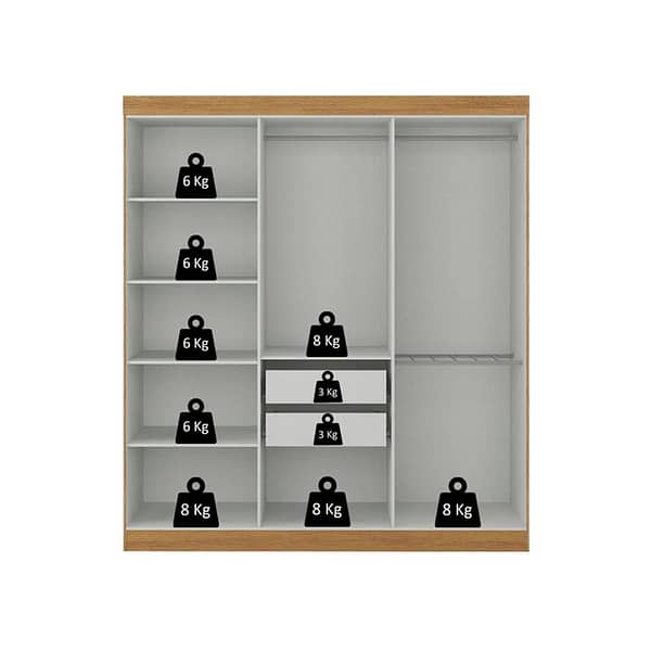 Ropero 6 Puertas Batientes 2 Cajones Cinamomo Off White - Imagen 3