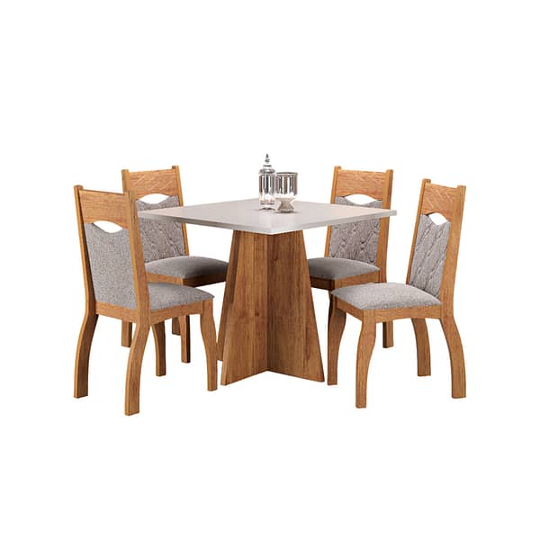Juego De Comedor 4 Sillas Tapizadas Tapa Rectangular