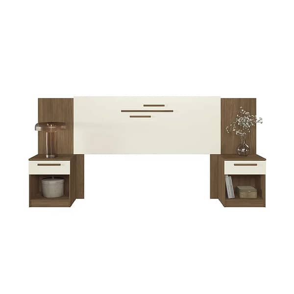 Respaldo Dormitorio 2 Plazas Queen Mesas De Luz 1 Cajon