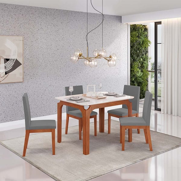 Juego Comedor Mesa 4 Sillas Tapizadas Mdf - Imagen 4