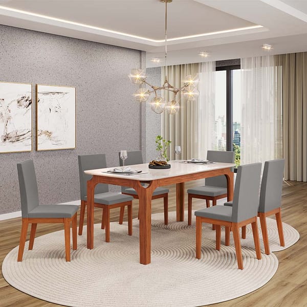Juego De Comedor Mesa Rectangular 6 Sillas Tapizadas Mdp - Imagen 4