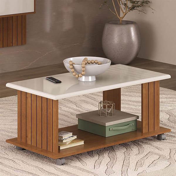 Mesa De Centro Moderna Con Ruedas 100% Mdp - Imagen 2