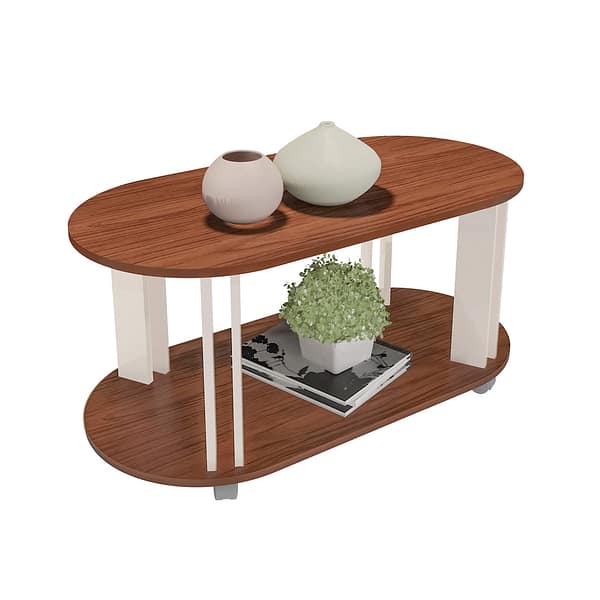 Mesa De Centro Living Ovalada Moderna Con Rudas