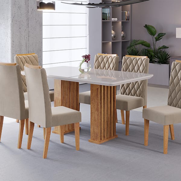 Juego De Comedor 6 Sillas Tapizadas Diseño Elegante - Imagen 5