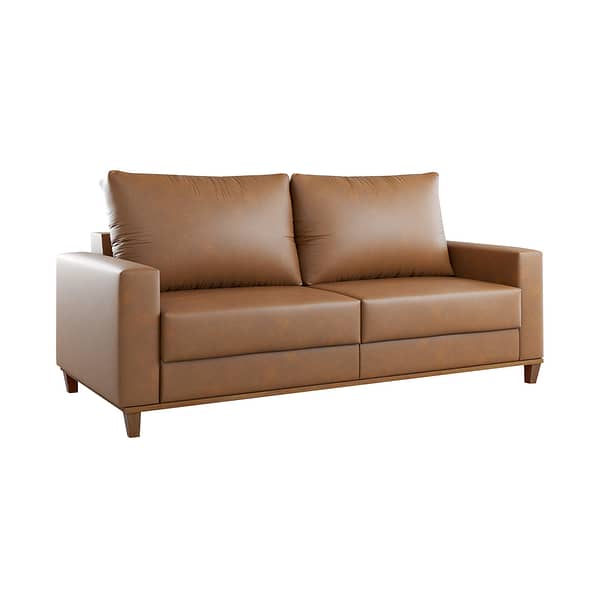 Sillon Sofa 3 Cuerpos En Pu Patas De Madera Living Comedor - Imagen 2